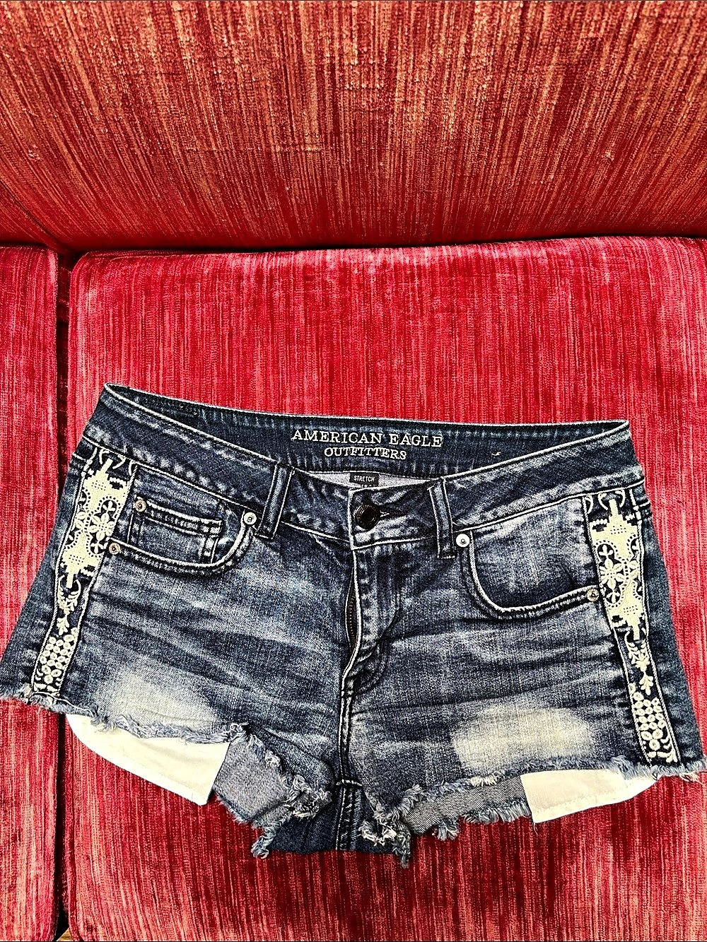 American Eagle Outfitters American Eagle Side Lace Denim Shortie Side Lace Denim